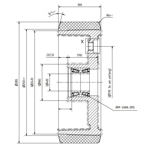 172 PD/285/100/245/6/40 PEVODYN Load Wheel Suitable for Linde