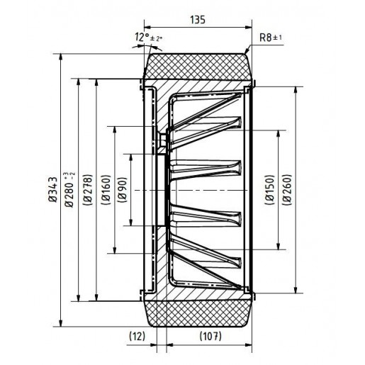 172 PD/343/135/278/090 H7 PEVODYN Drive Wheel Suitable for Linde