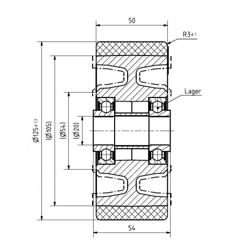 172 PD/125/050/105/5/20 PEVODYN Stabilising Wheel Suitable for BT Toyota